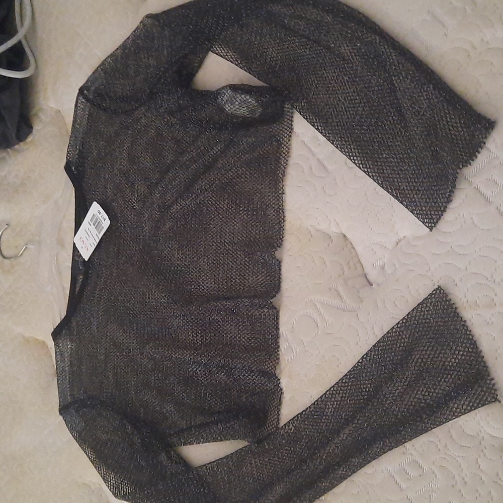 Metallic mesh crop top